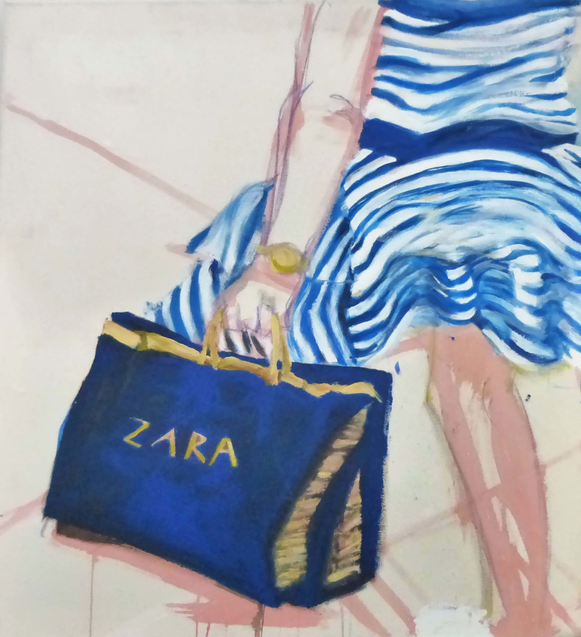 zara handtasche acrylbild beschwingt